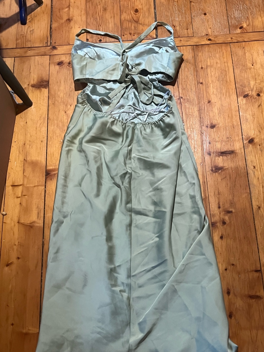 Lulus sage green shiny maxi dress